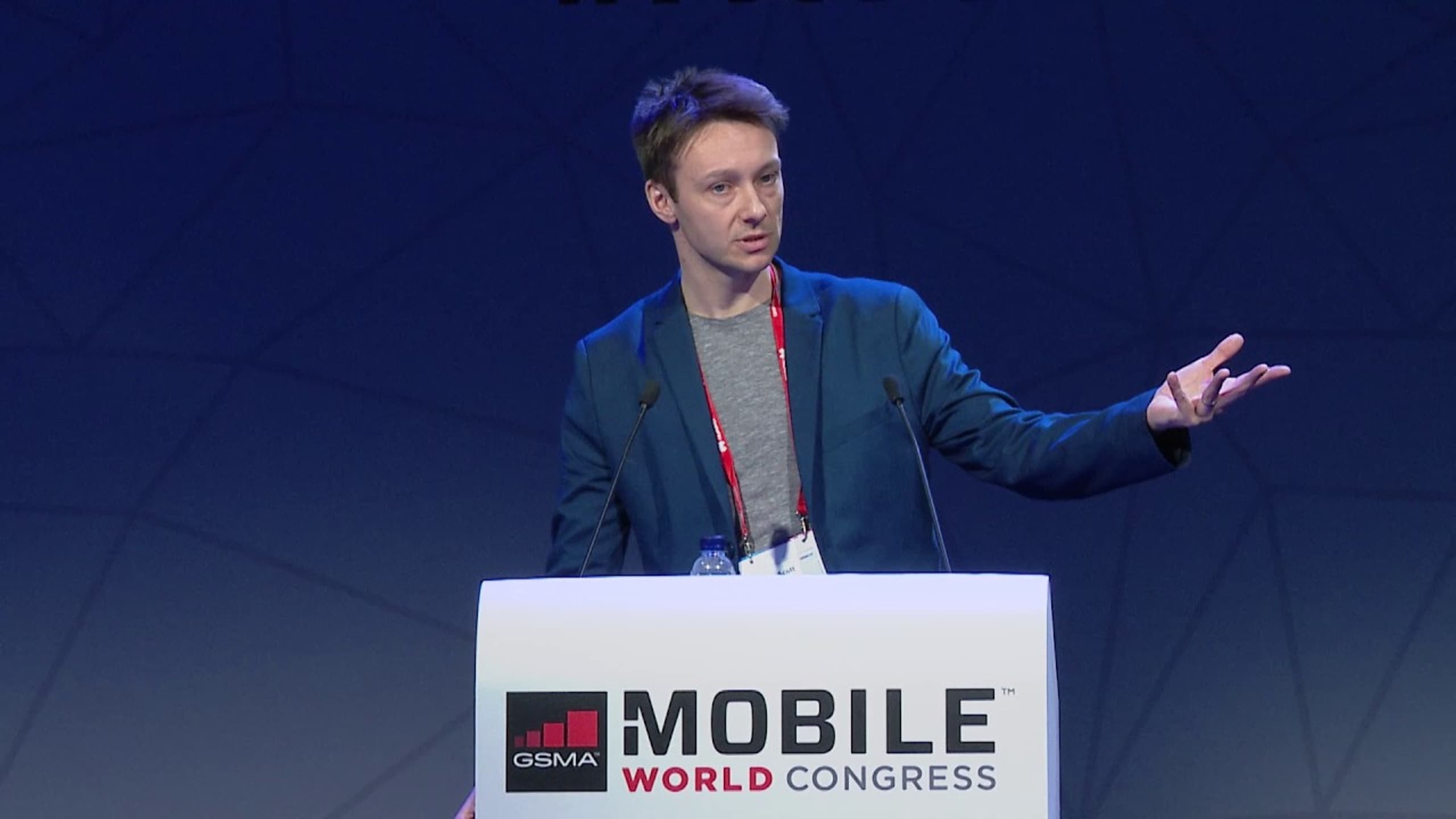 Scott Daniel Hayden speaking at the Mobile World Congress